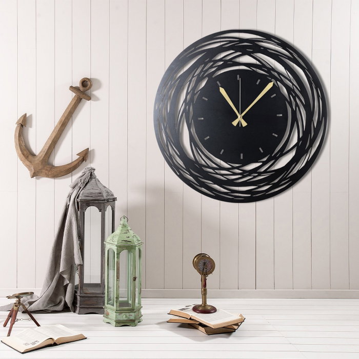 Wallity Reloj de Pared Decorativo de Metal Negro 50x50 cm